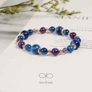 濃藍青紫✧青金石藍晶石紫水晶手鍊
